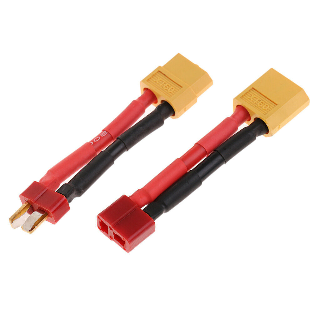 2pcs XT60 to T Connector Male/Female Adapter for RC Lipo Battery 14AWG