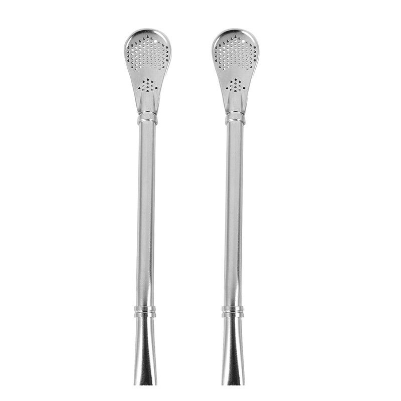 Set of 2 pcs ~ Stainless Steel Yerba Mate Tea Bombilla Gourd Drinking St FilteJ3
