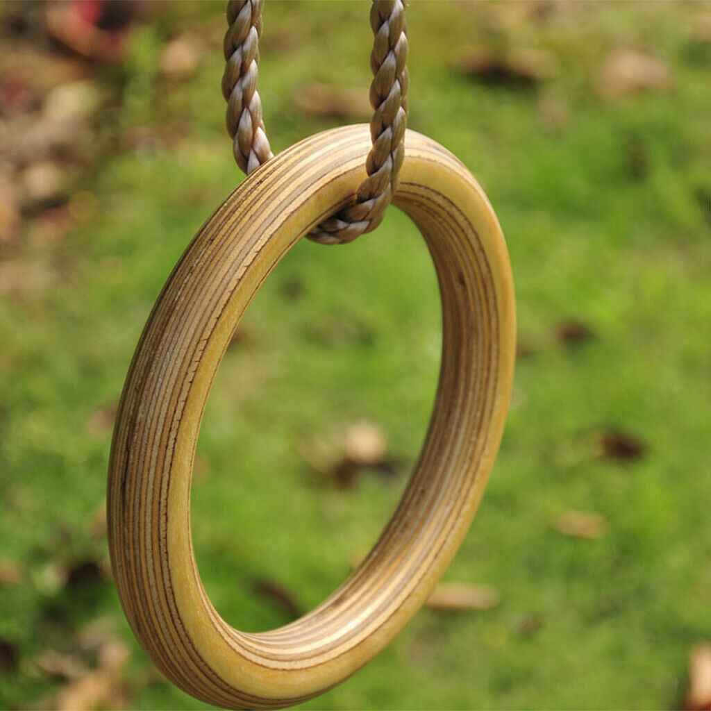 2pcs Wooden Gymnastics Ring Fitness Ring with Straps
