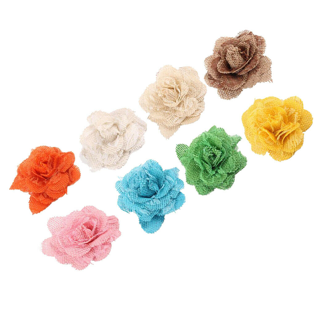Hessian Burlap Lace Rose Flower Heads Rustic Wedding Decor 3.94inch