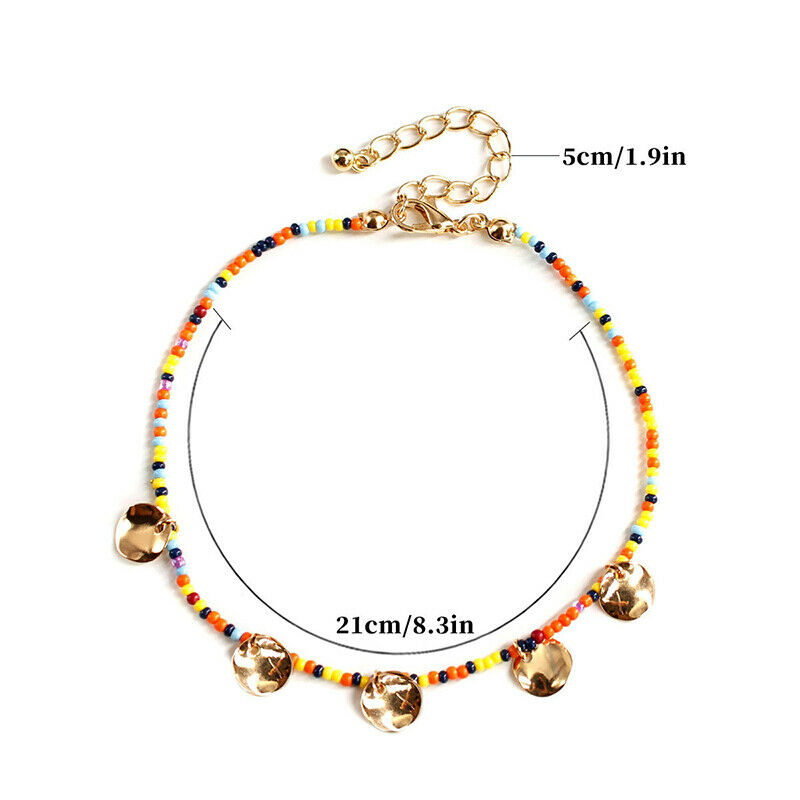 Boho Multi-color Beads Circular Pendant Foot Chain Anklet Women Jewelry G.l8