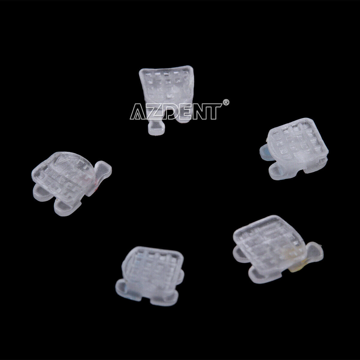 10packs AZDENT Dental Orthodontic Ceramic Brackets 5*5 Roth Slot.022 Hooks 3-4-5