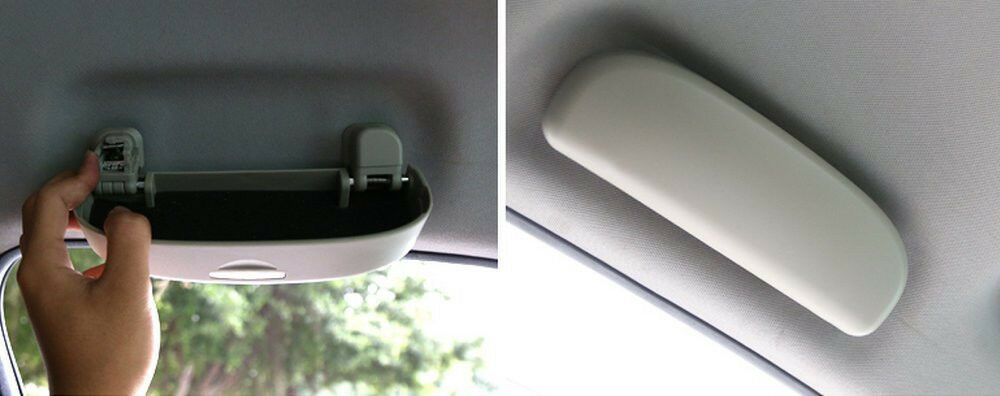 Auto Car Interior Sunglasses Sun Glasses Storage Box Eyeglass Case Holder Beige