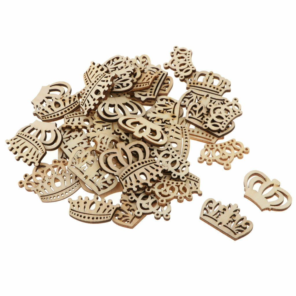 50 pieces mini crowns wood decorative wooden discs confetti scatter decoration