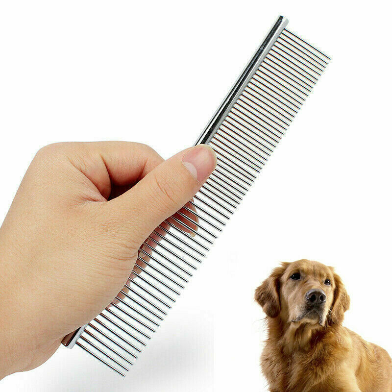 Pet Dogs Cats Stainless Steel Double Row Teeth Grooming Hair Comb Brush Fur Rake