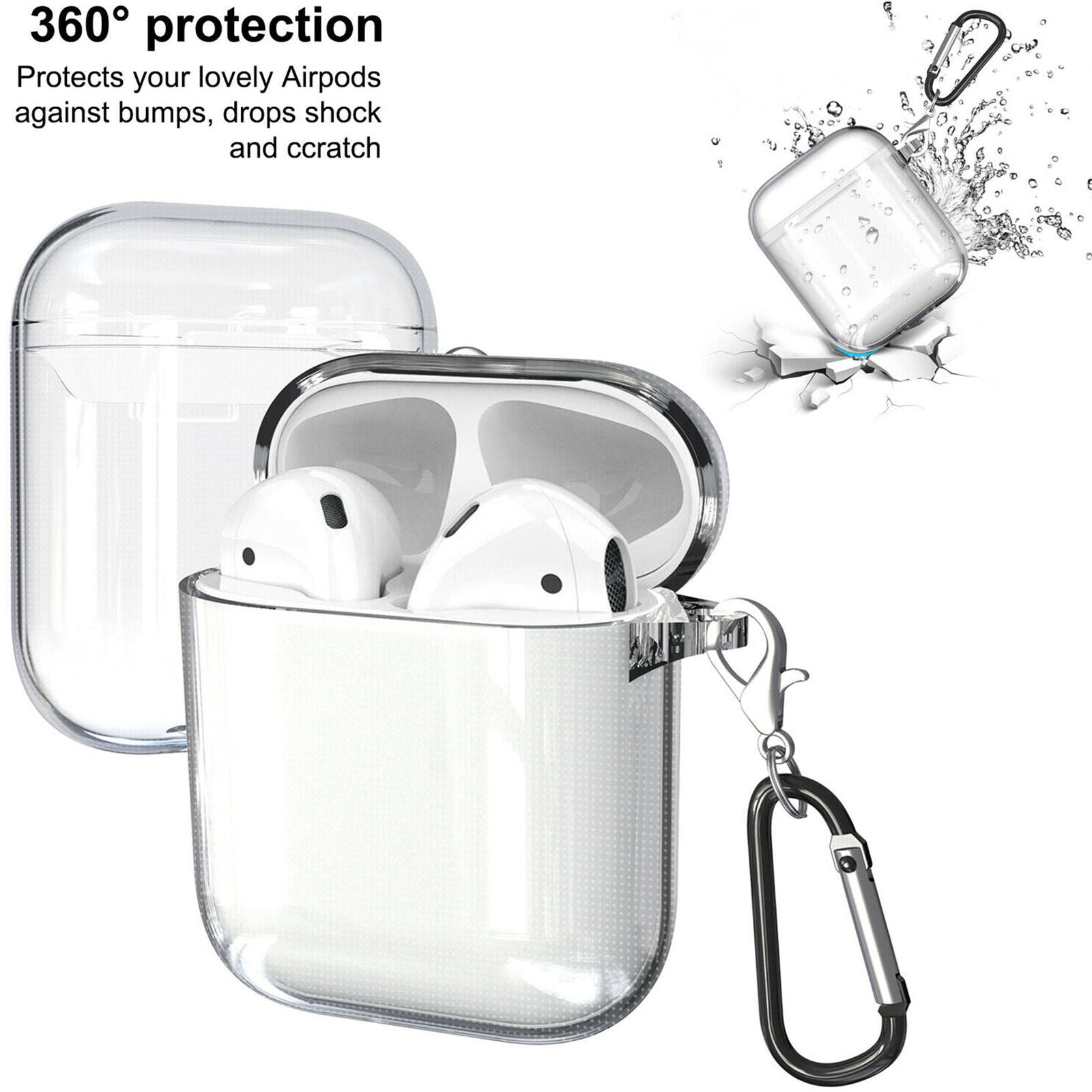 For AirPods Protective Bag Skin Carabin Wireless Waterproof Clear Case Cover New