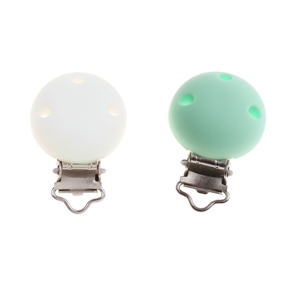 2x Silicone Round Pacifier with Metal Clip Special Needs Toys Learn