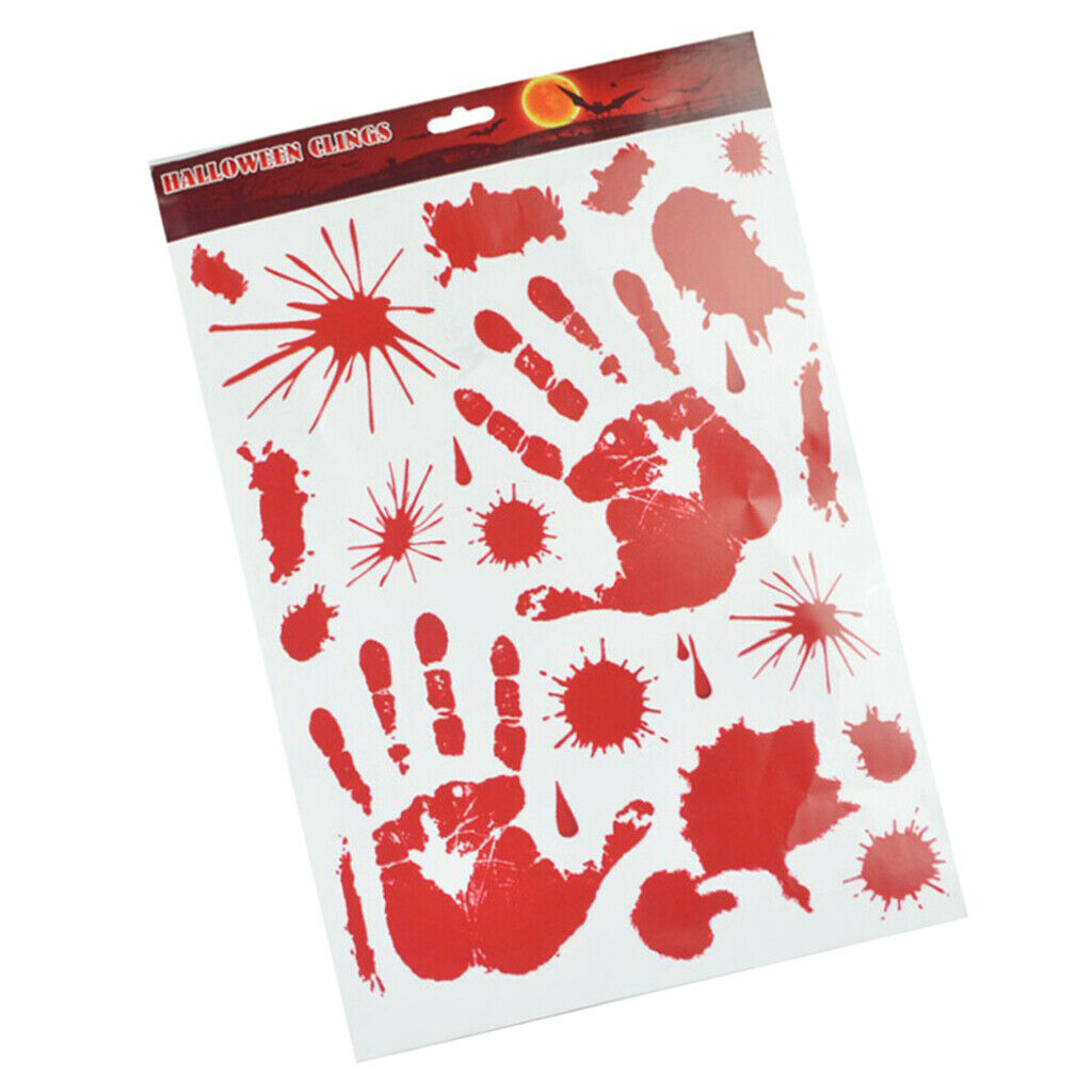 Bloody Footprints Handprint Stickers Halloween Decorations Bloody Hand