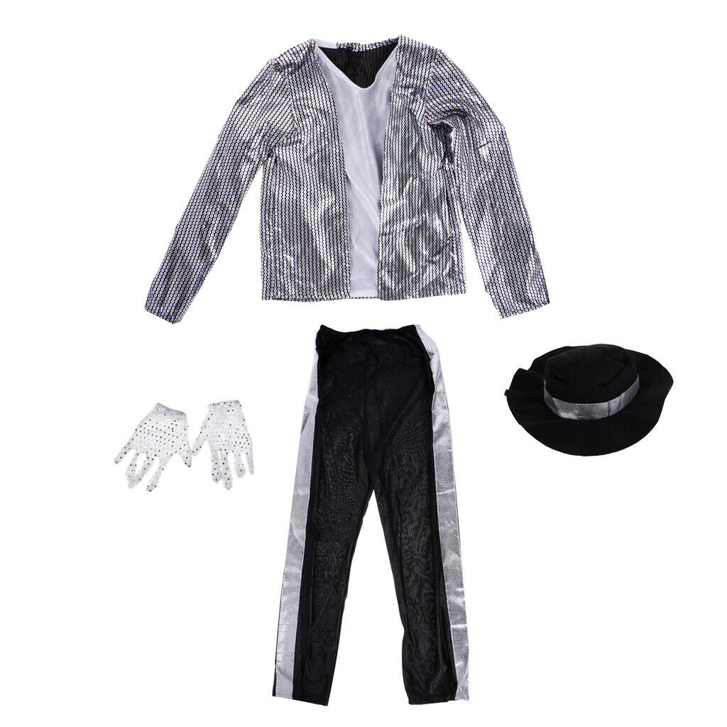 Boys Kids Michael Jackson Costumes Performance Halloween Fancy Dress  M