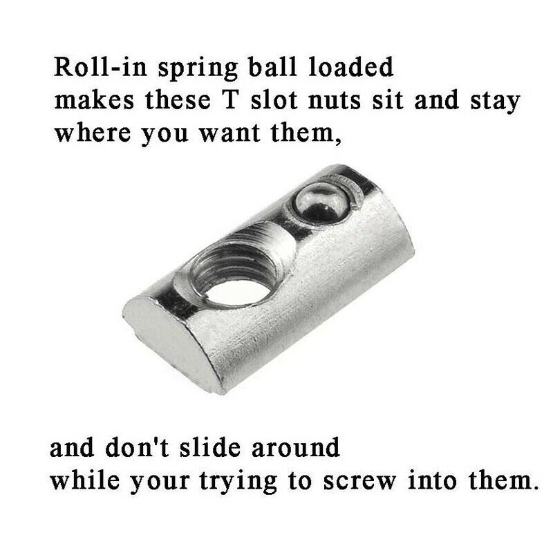 25 Pack 2020 Series M5 T Slot Nuts Roll-In Sp Ball Loaded Elastic Nuts for 202B4