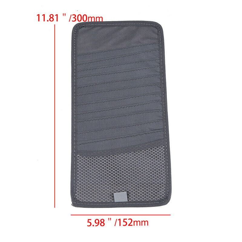 Grey Car Sun Visor Cover Disc CD DVD Card Case Wallet Storage Holder Organizer