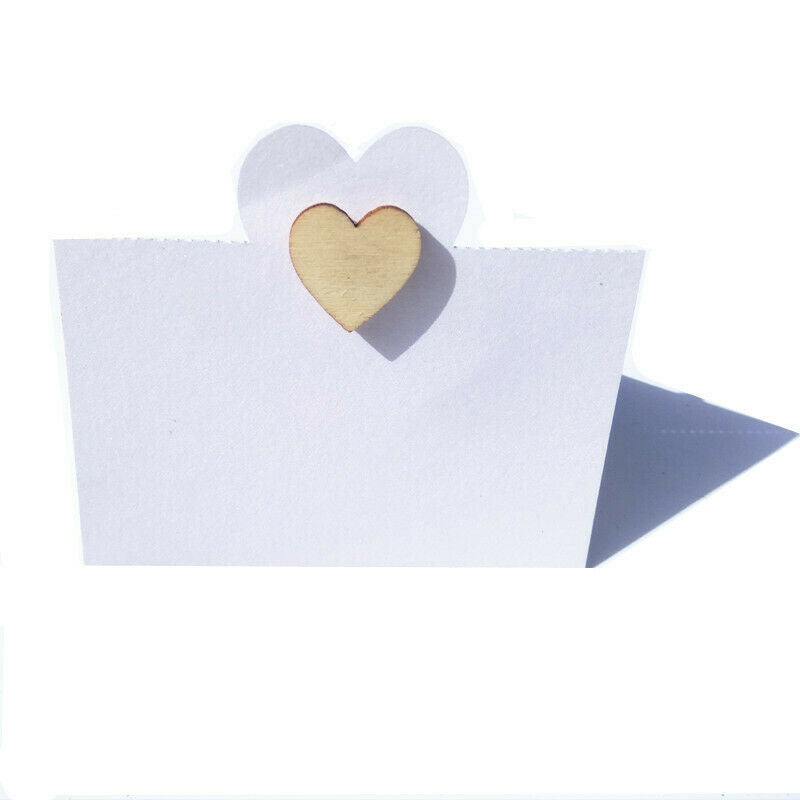 50 Pieces Wooden Love Heart Table Name Place Cards Wedding Party Decor Favor