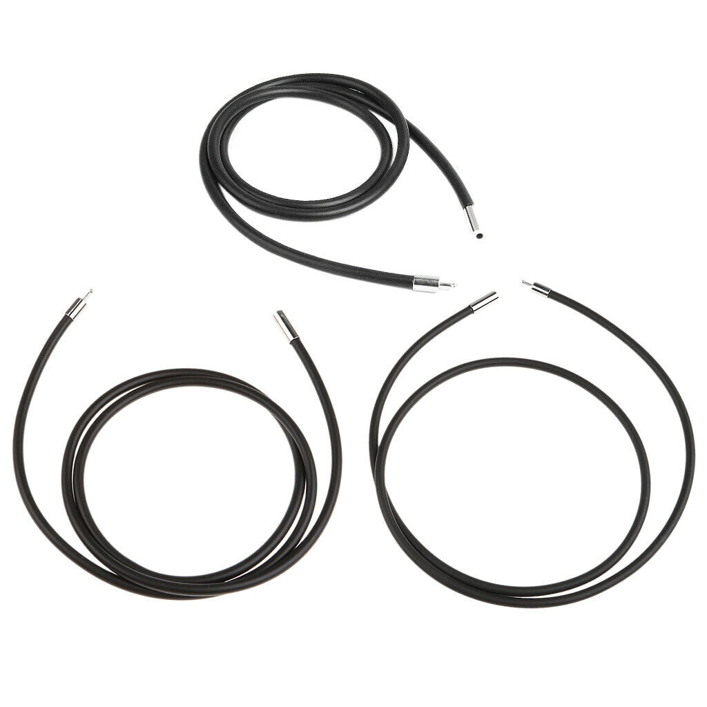 3pcs 3mm Black Silicone Rubber Necklace Chain Cord for Men Women 20" 22'' 24"