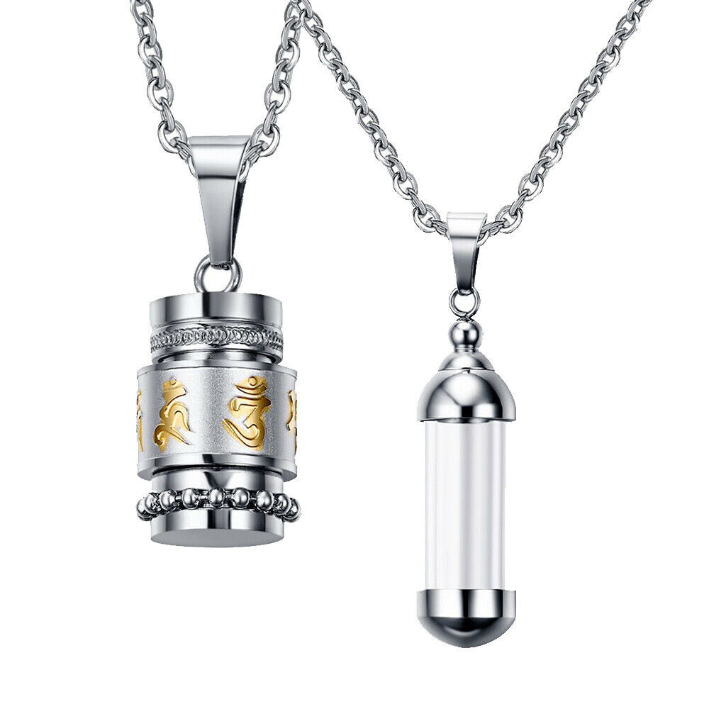 Stainless Steel Tube Urn Keepsake Cremation Memorial Pendant Necklace