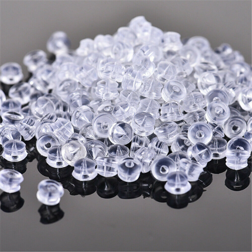 100-pack Transparent Earring Backs Silicone Hamburger Shaped Safety Back Nuts