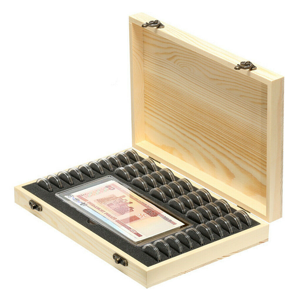 2pcs Wooden Coins Collection Storage Box Set for Certified Coin Capsules
