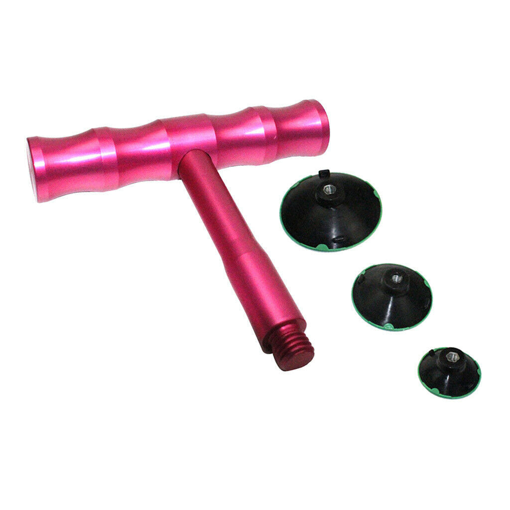 Car Paintless Dent Repair Removal Tool Kit Lifter T-Bar & 3x Suction Tabs
