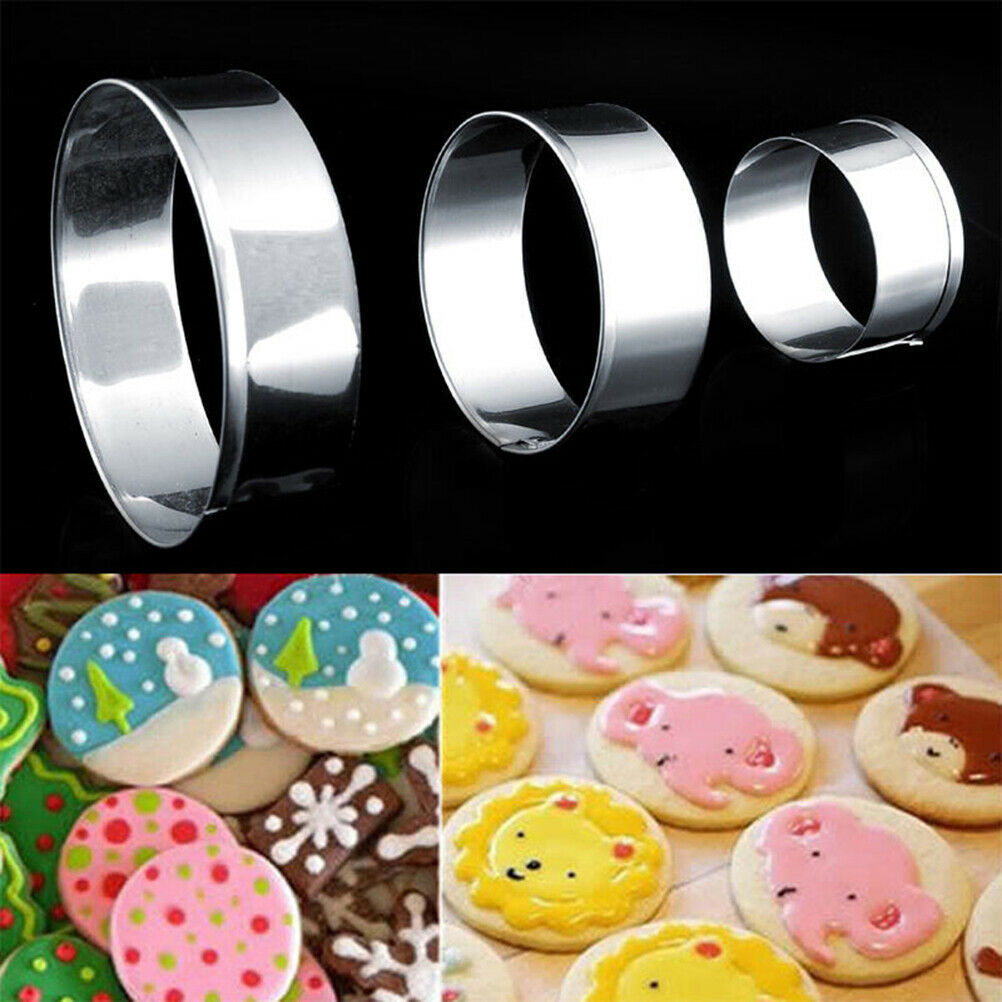 3pcs/set stainless steel rounds circle shaped cookie cutter biscuit pastry molds