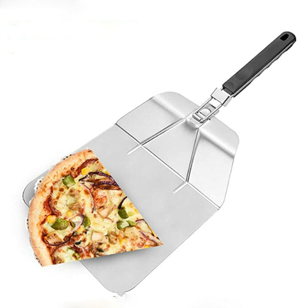 Stainless Steel Pizza Shovel Pies Folding Handle Cutter Kitchen Cake Spatula