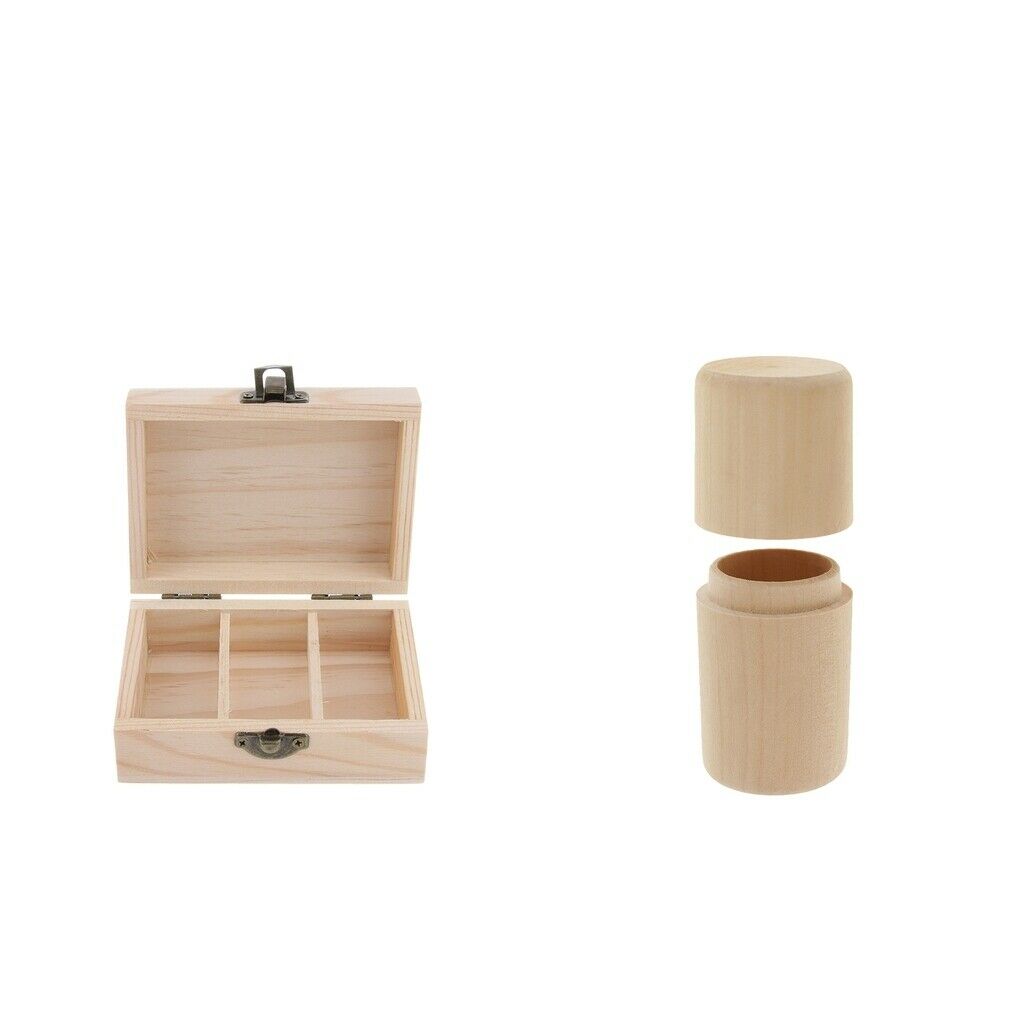 2 Pcs Handmade Natural Wood Essential Oils Aromatherapy Storage Box Display