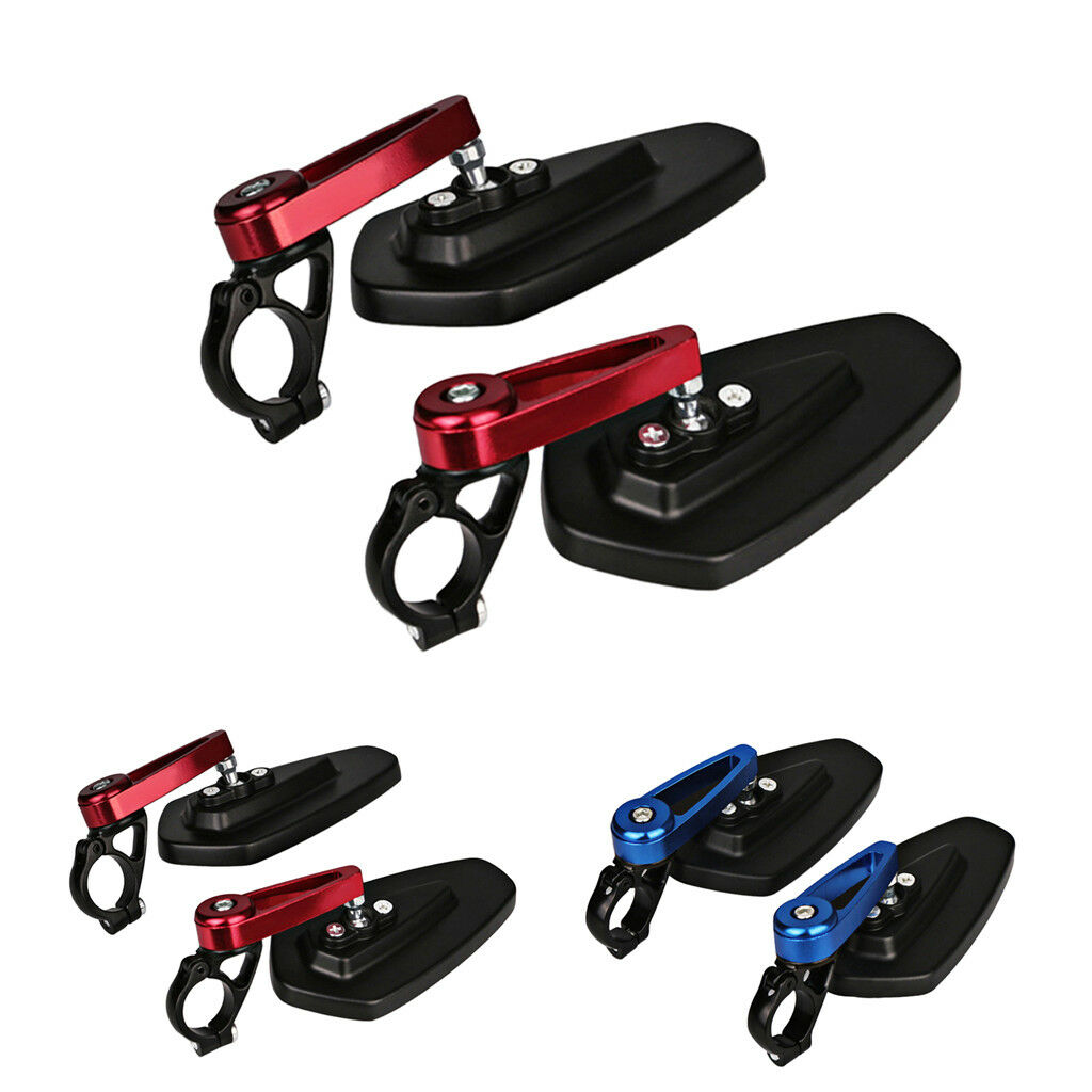 Pair 7/8" 22mm CNC Motorbike Red Handle Bar End Rear View Side Mirrors