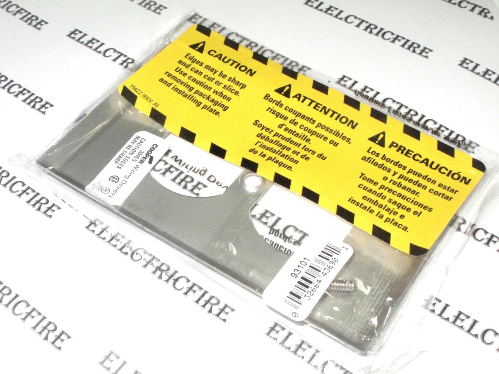 1pcs- EATON Cooper 93101 Duplex Stainless Steel Standard Size Wallplates 1-Gang