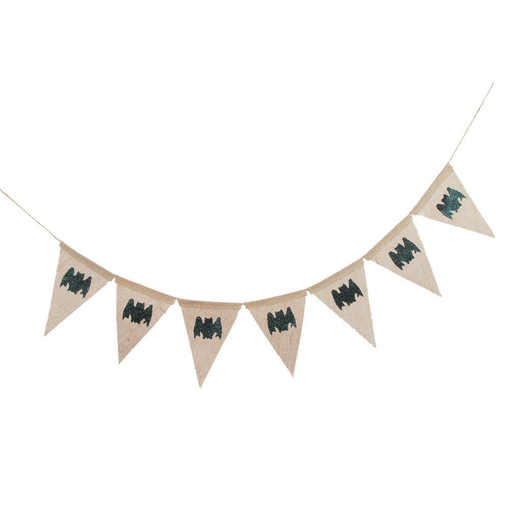 Halloween Bat Hessian Pennant Flag Banner Hanging Garland Decor Photo Prop