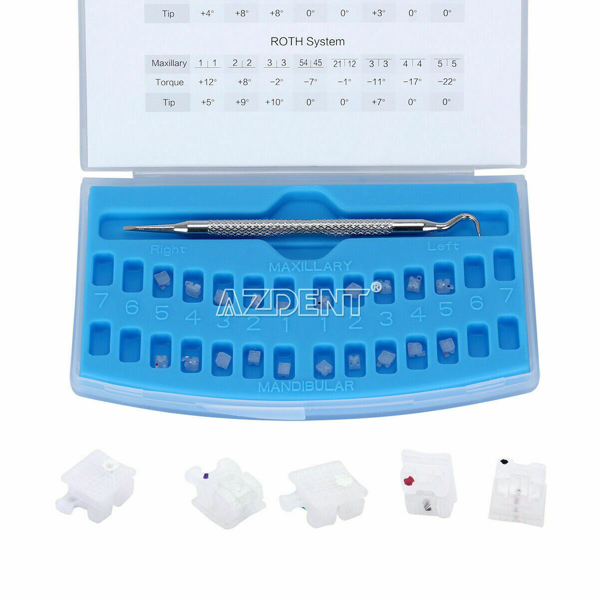 3 X Dental Orthodontic Ceramic Clear Self Ligating Brackets MBT 022 Hooks 345 AZ