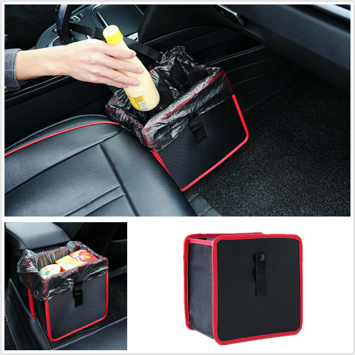 Auto Car Trash Bag Litter LeakProof Bin Wastebasket Holder Container Storage Box