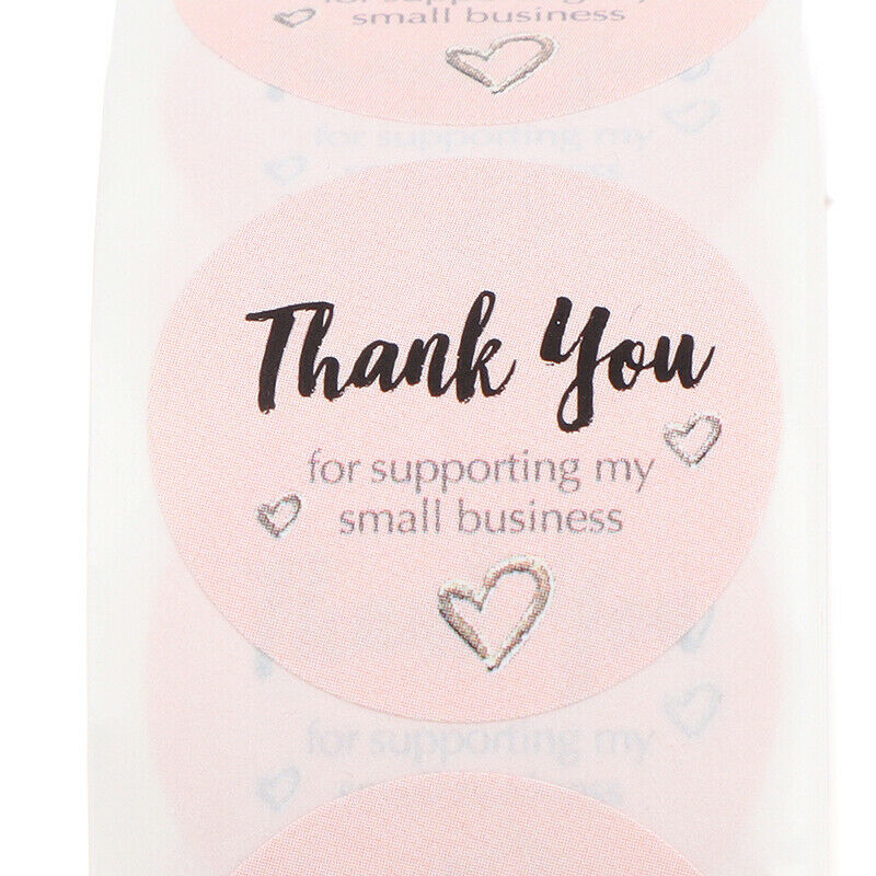 Round Thank You For Supporting My Small Business Hand Made Labels Stickers G DF