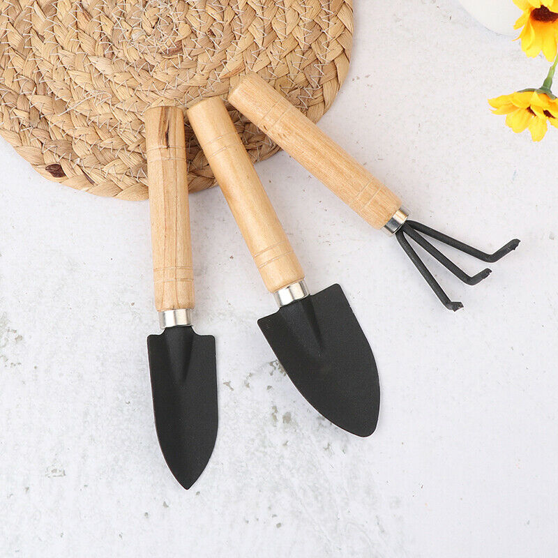 3pcs Mini Plant Garden Gardening Tools Set With Wooden Handle Tool Rake S.l8