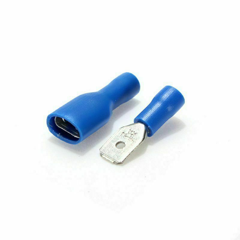 100pcs Blue Insulated Spade Electrical Wire Cable Connector Crimp Terminal Kit