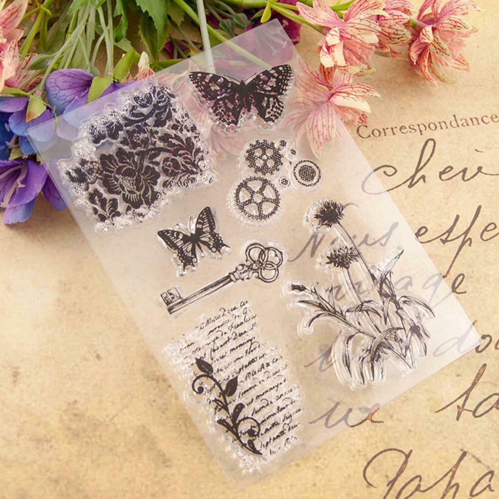Butterfly Flower Transparent Clear Stamp for DIY Scrapbooking Paper Crafts @