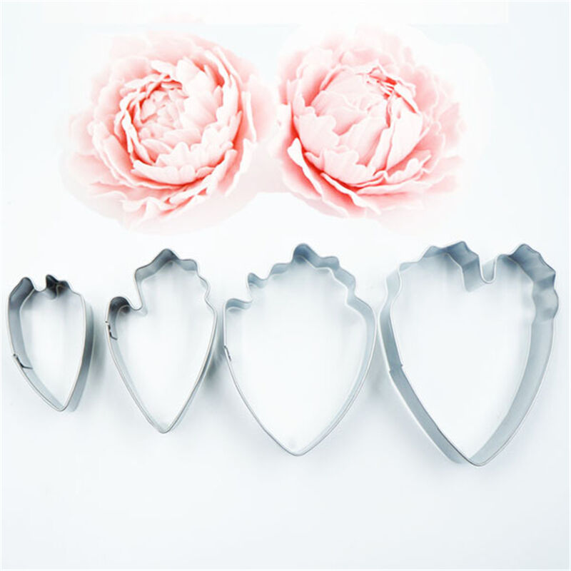 4x Peony Flower Cake Fondant Plunger Cutter Decorating Mold Sugarcraft Bak.l8
