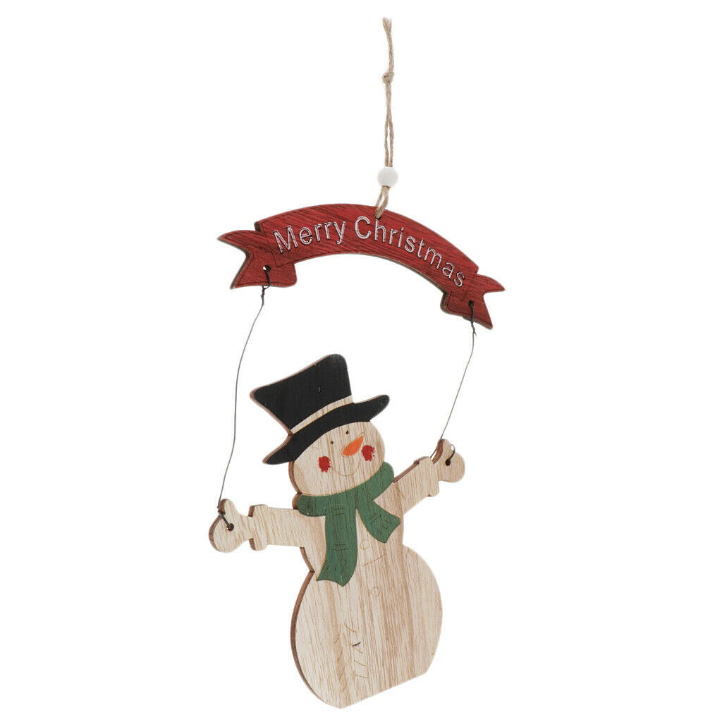 Christmas Snowman Wooden Pendants Xmas Ornaments Room Party Hanging Decor