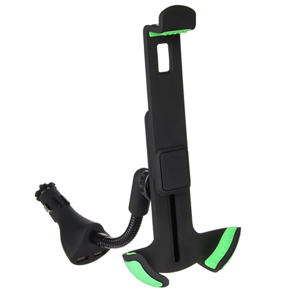 Car Phone Stand Holder Dual USB 2.1A Quick Charger Current Protection Black
