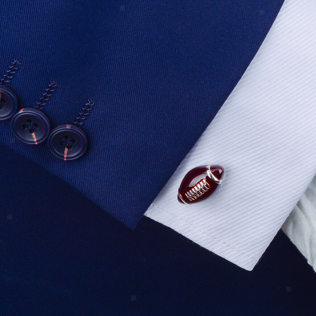 2 lot Novelty Brass Casual Suit Shirt Football Cuff Links Studs Button