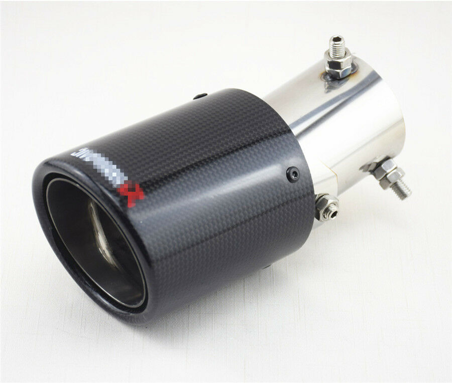 Glossy Carbon Fiber Car Modified Exhaust Pipe Tail Muffler Tip 63-89mm Universal
