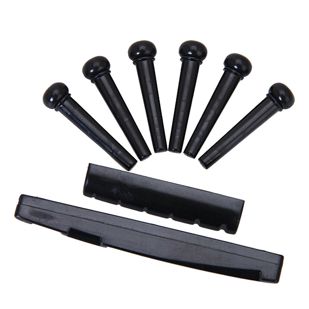 8pcs/set Black Saddle Nut and Bridge Pins for 6 String Acoustic Guitar