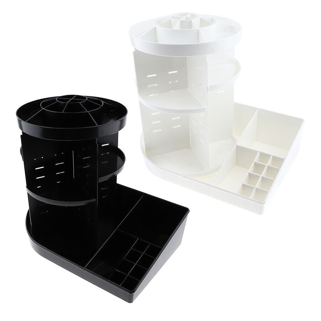 Rotating Makeup Holder Organizer Adjustable Cosmetic Storage Box Case White