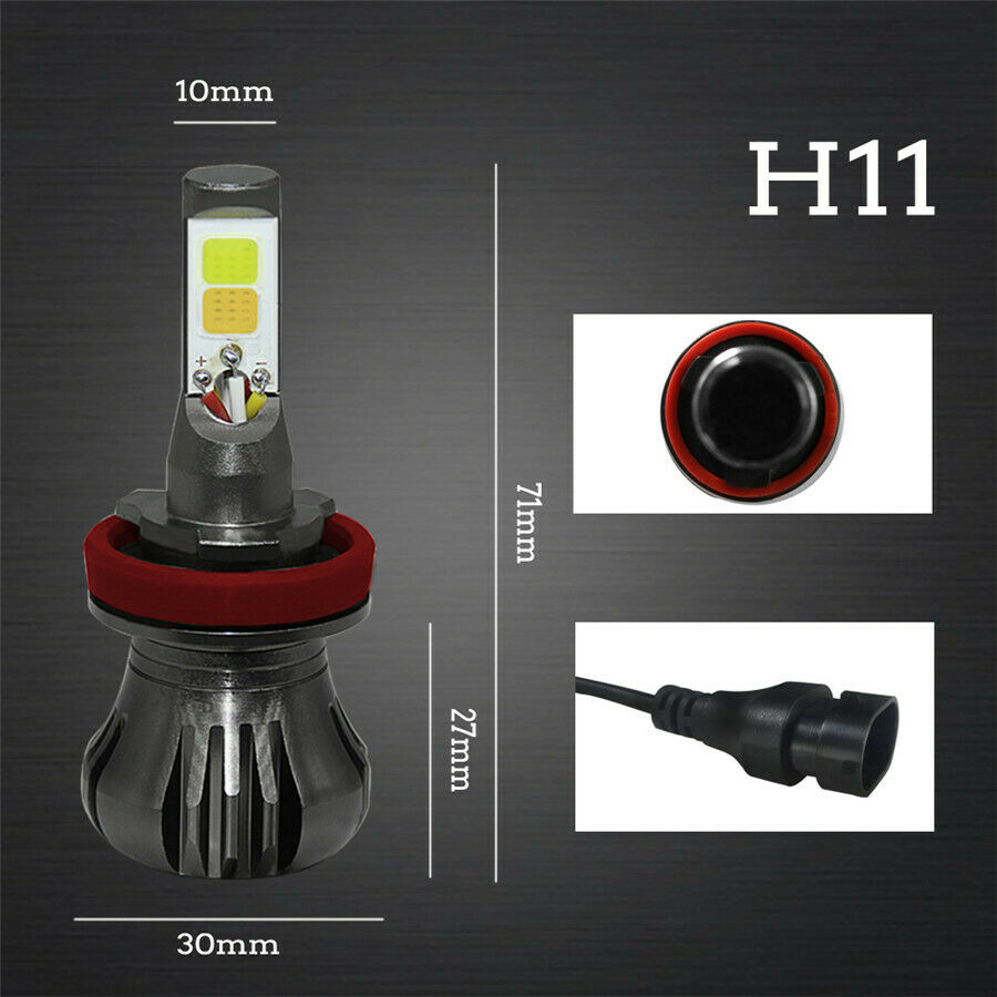 2x White/Yellow COB LED Fog Light H8 H9 H11 Flash Dual Color blinking rapidly