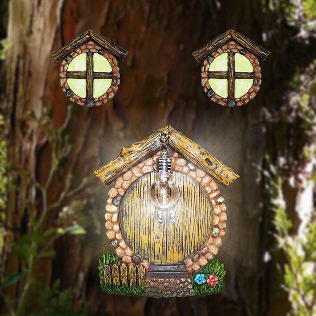Fairy Garden Gnome Door and Windows Set Tree Huggers Yard Lawn Patio Decor