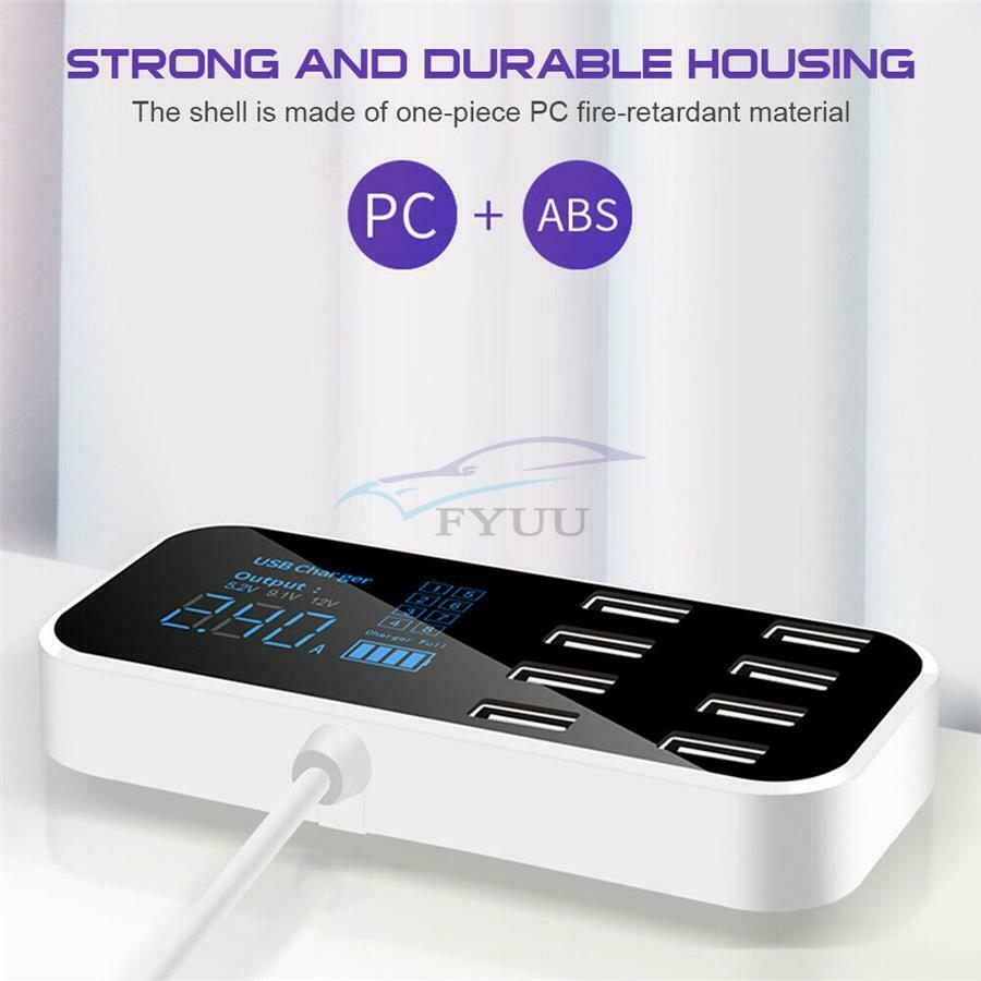 8-port Car Multi-function Charger Cigarette Lighter Hub LCD DisplayUniversal