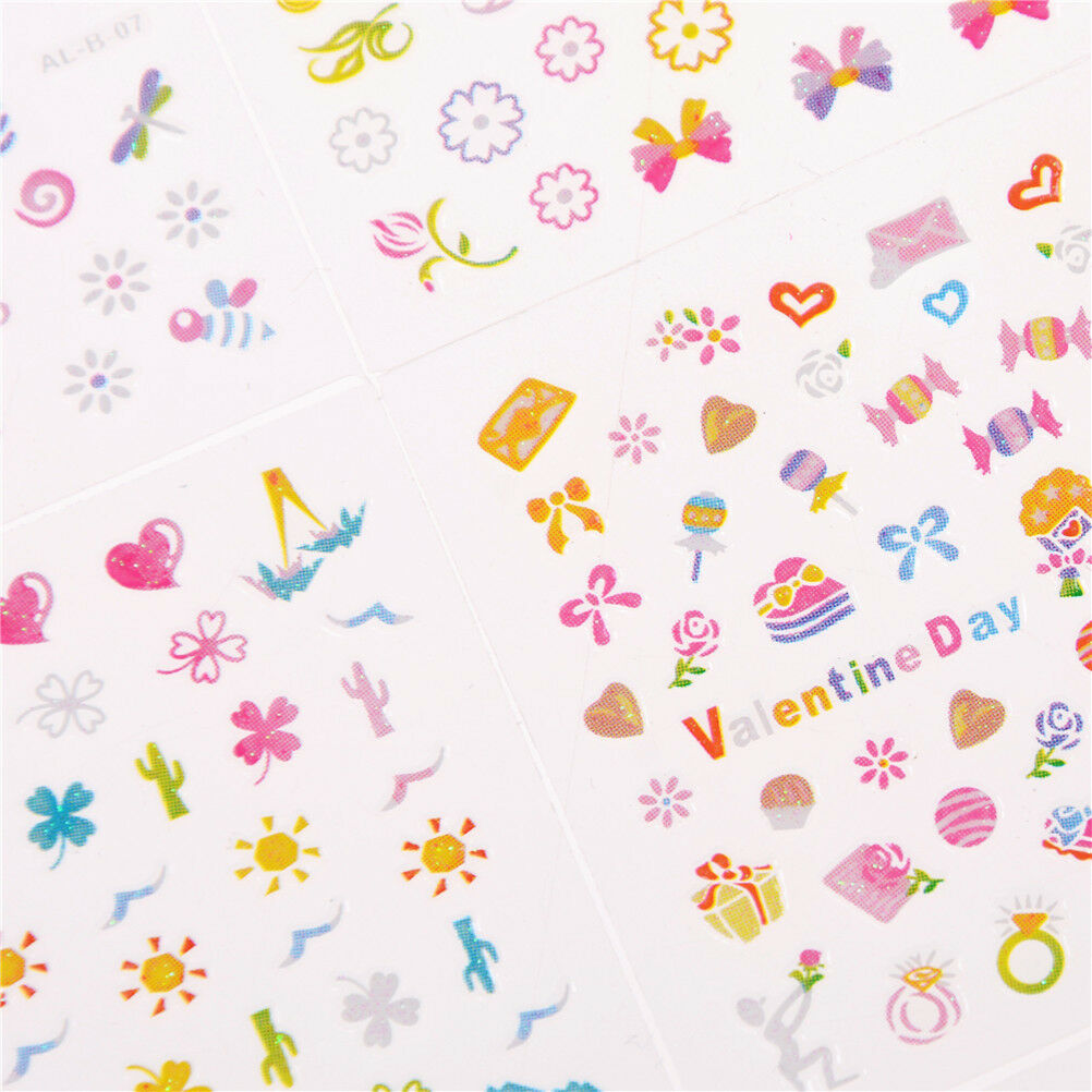 5Sheets Cartoon Kids Safety Nail Stickers DIY Makeup Nail Art Christmas GiftY BU
