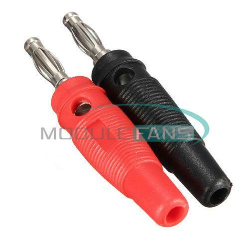 2pcs Nickel Plated Solderless Speaker Audio Jack Banana Plug Connector Red&Black