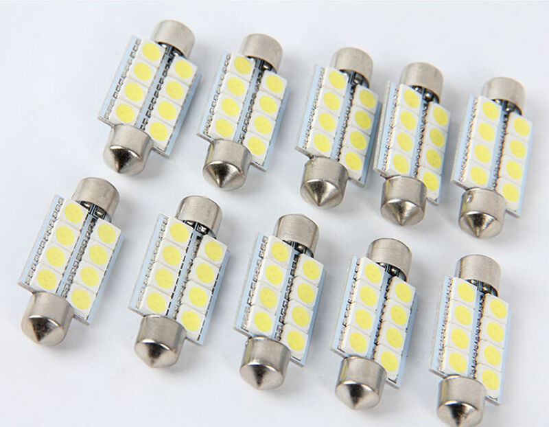 10X 5050 41mm 8SMD Car Interior Dome Festoon LED Light Bulbs Lamp DC12VBDAU