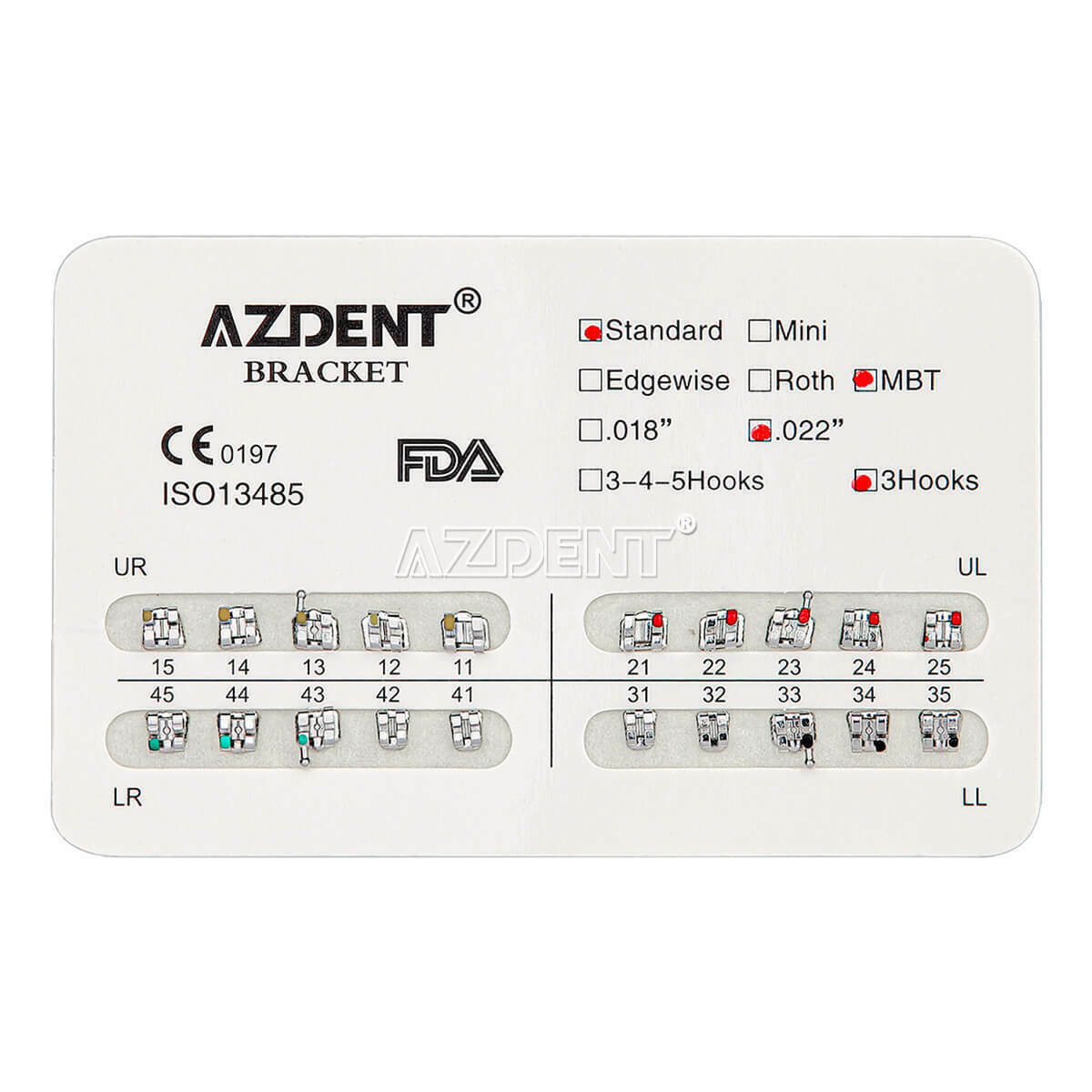 30 Packs Dental Orthodontic Bracket Braces Standard MBT Slot .022 Hooks 3 AZDENT