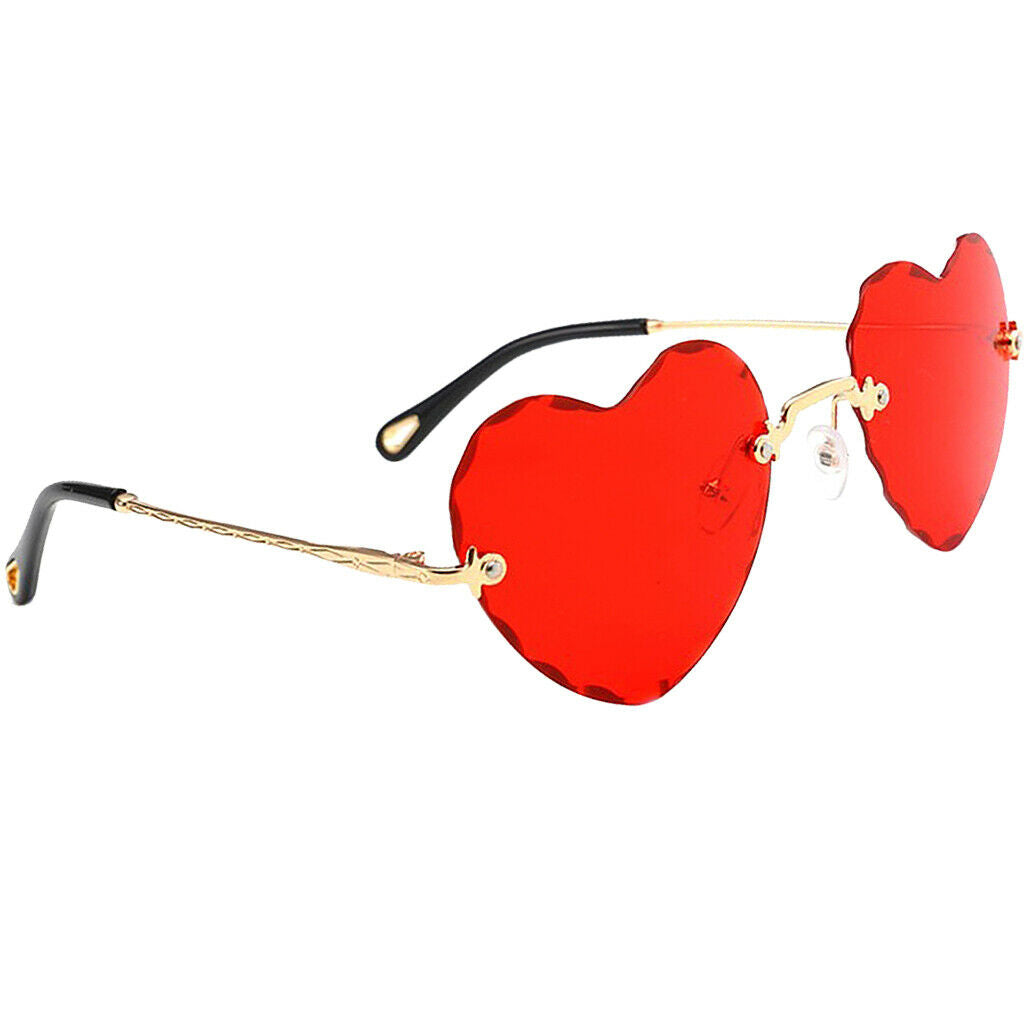 2 Pieces Women Rimless Heart Shape Ultralight UV400 Protection Sun Glasses