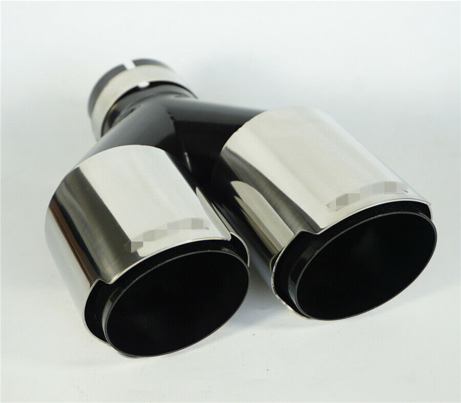 Polished Chrome Dual Wall Exhaust Pipe & Tip Stainless Steel Universal 63mm 1PCS