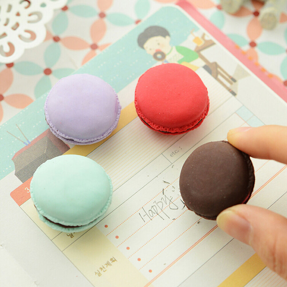 5Pcs Fashion Cute Macarons Colors Rubber Pencil Eraser Sweet Stationery Set BDD